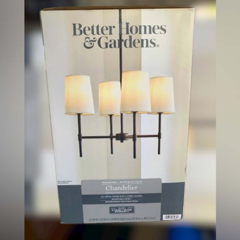 Better Homes & Gardens NWOT Chandelier Black Matte Finish 20x20x43